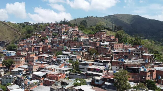 Aerial view of a favella in Caracas, Venezuela, South America.