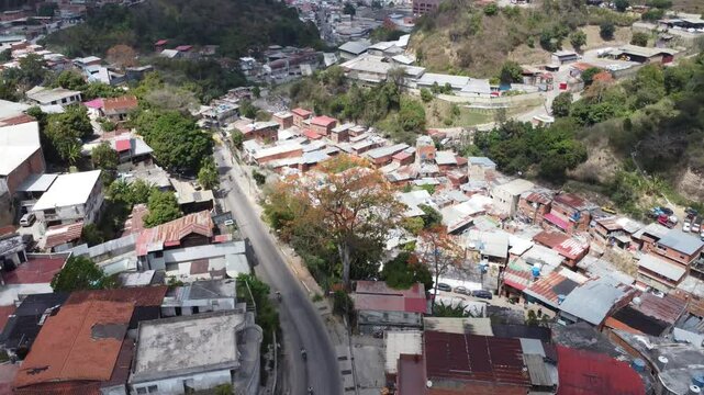 Aerial view of a barrio in Caracas, Venezuela, South America