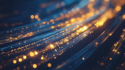 Naklejka premium A close-up of a fiber optic cable glowing with light, representing fast data communication.