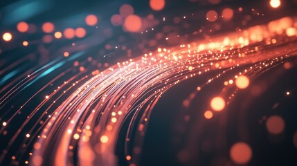 Obraz premium A close-up of a fiber optic cable glowing with light, representing fast data communication.