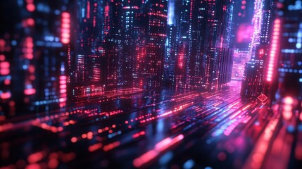 Obraz premium AI metropolis, digital control, futuristic design, holographic technology.