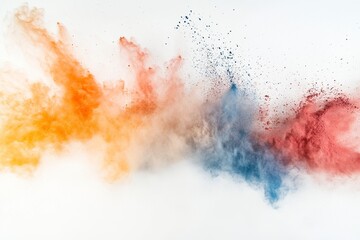 Abstract art powder paint on white background. Movement abstract frozen dust explosion multicolored on white background. Stop the movement of colored powder on white background.generative ai