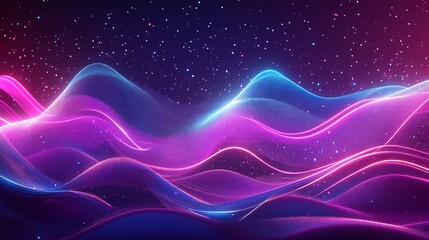 Abstract neon waveforms with a glowing effect in a tech-inspired design