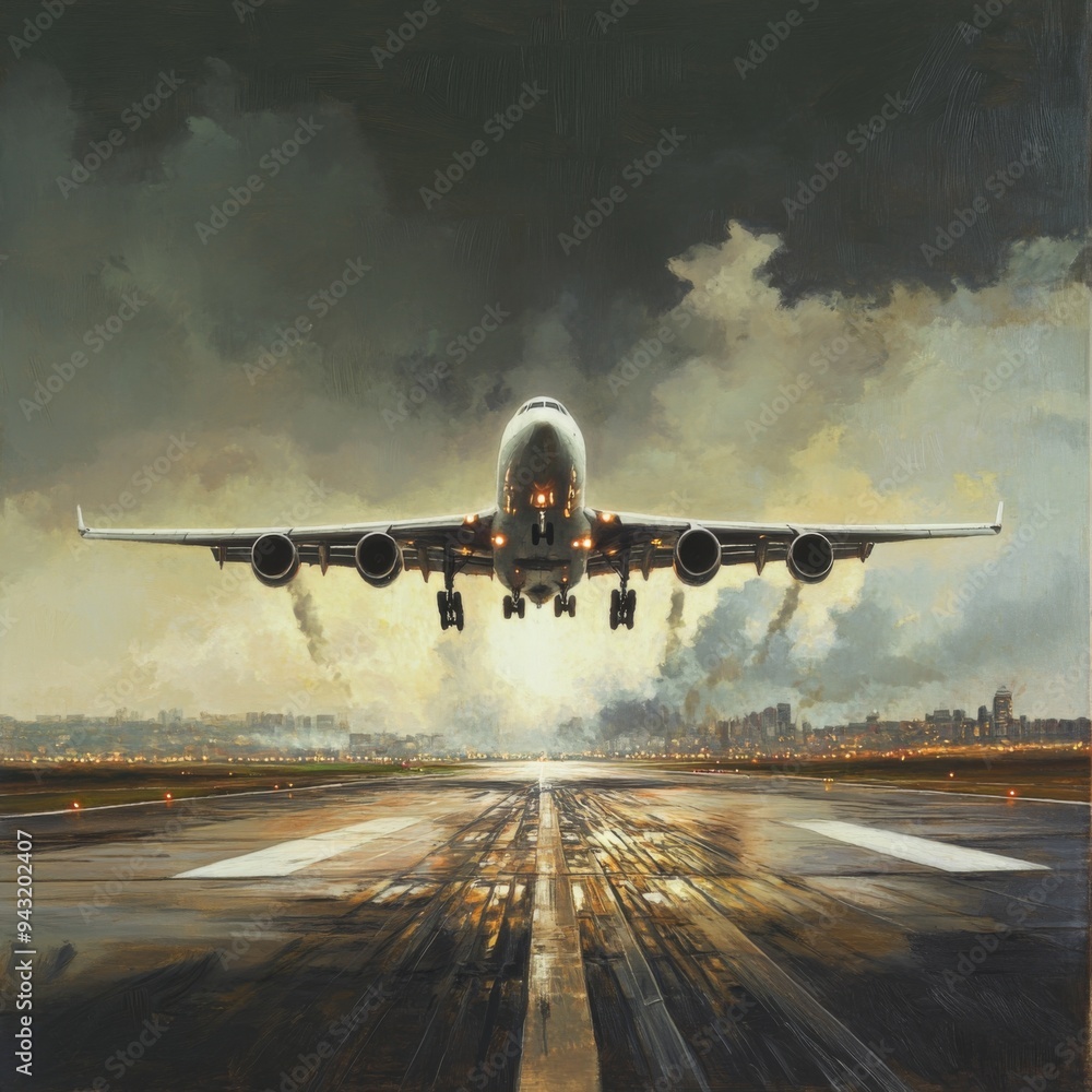 Fototapete these prompts capture the moment of an airplane ascent from various perspectives and settings, empha