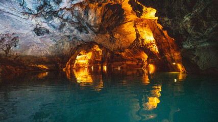 Altınbesik Cave, located in Antalya province, is Turkey's largest underwater lake cave, in addition to its magnificent beauty. Antalya, Turkey.