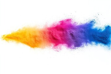 Abstract art powder paint on white background. Movement abstract frozen dust explosion multicolored on white background. Stop the movement of colored powder on white background.generative ai