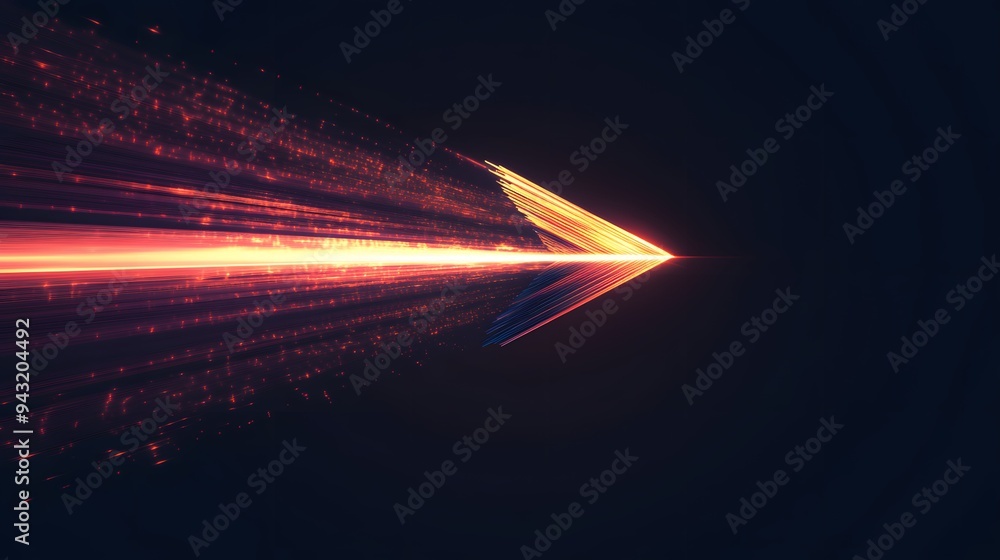 Poster 1. **visualize a vibrant arrow constructed from radiant light beams, pointing sharply to the right a