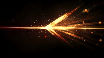 1. **Visualize a vibrant arrow constructed from radiant light beams, pointing sharply to the right at the center of a black background. The arrow's elegant and dynamic shape conveys a sense of motion