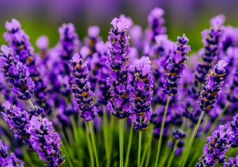 Obraz premium vibrant lavender flowers in full bloom - purple floral bouquet with soft focus background - natural beauty and fragrant aroma.