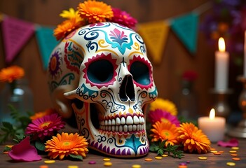 Skull background for Halloween and DiadeMuertos festival for multi purpose