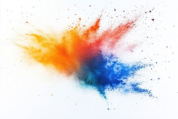 Abstract art powder paint on white background. Movement abstract frozen dust explosion multicolored on white background. Stop the movement of colored powder on white background.generative ai