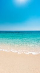 Obraz premium tranquil beach scene with clear blue sky, turquoise water, and soft white sand - perfect for summer vacation or travel brochure design