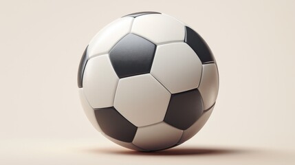 Realistic Soccer Ball on White Background: Minimalist Sports Equipment Illustration for Advertising and Marketing. Creative Abstract Design with Copy Space for Health, Fitness, and Football Game Promo