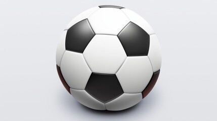Fototapeta premium Realistic Soccer Ball on White Background: Minimalist Sports Equipment Illustration for Advertising and Marketing. Creative Abstract Design with Copy Space for Health, Fitness, and Football Game Promo