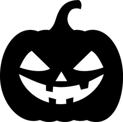Funny Halloween pumpkin silhouette. Vector illustration isolated on a transparent background