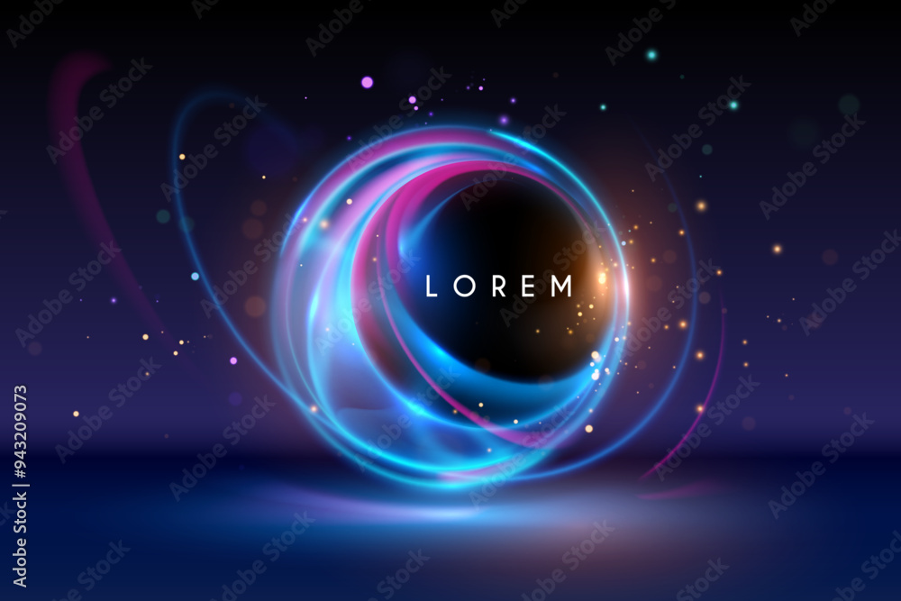 Wall mural neon sphere with light effects