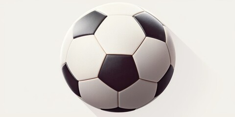 Obraz premium Realistic Soccer Ball on White Background: Minimalist Sports Equipment Illustration for Advertising and Marketing. Creative Abstract Design with Copy Space for Health, Fitness, and Football Game Promo