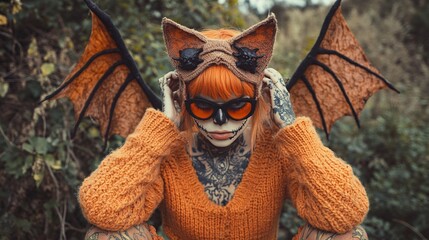 a red haired women with halloween costume