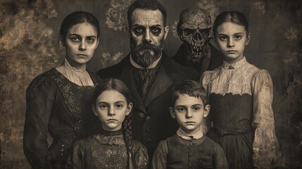 vintage photo of a creepy family