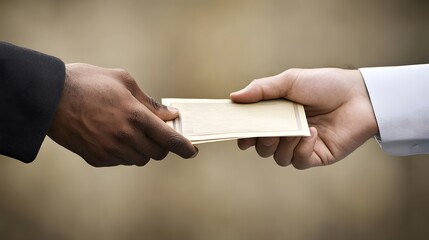 A Hand Giving a Blank Certificate to Another Hand