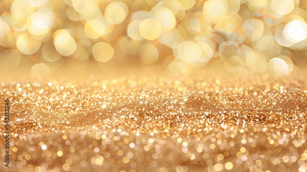 Poster a stunning gold glitter backdrop featuring a black center and a bokeh effect on the left side, creat