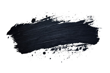 black paint brush stroke isolated on white or transparent png