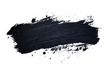 black paint brush stroke isolated on white or transparent png