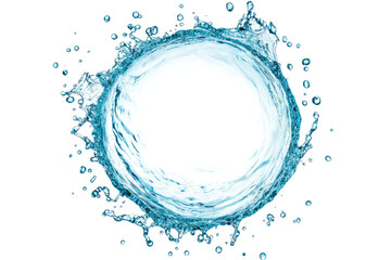 liquid blue water splash isolated on white or transparent png