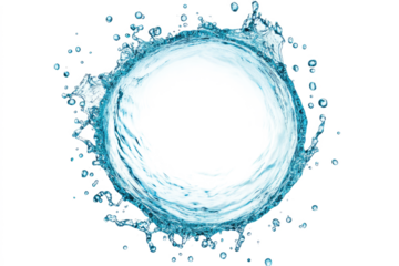 liquid blue water splash isolated on white or transparent png