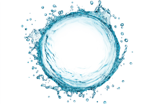 liquid blue water splash isolated on white or transparent png