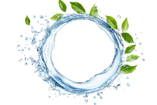 fresh water swirl with green leaves