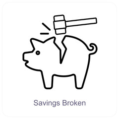 Savings Broken and finance icon concept