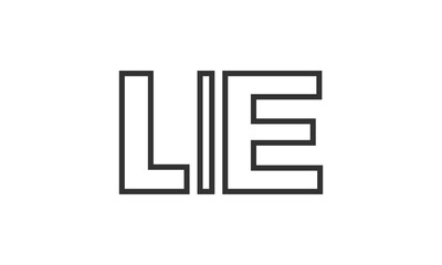 LIE logo design template with strong and modern bold text. Initial based vector logotype featuring simple and minimal typography. Trendy company identity.