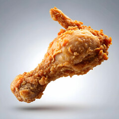 a fried chicken leg flying isolated on a transparert