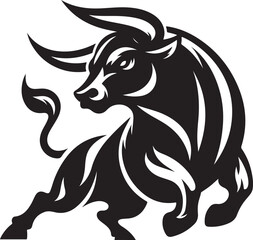 Illustration silhouette of a bull