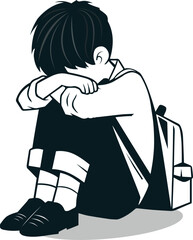 Addressing Stop Child Abuse and Bullying Protecting Little Kids from Violence, Depression, and Loneliness. School boy Support Mental Health End Harassment and Advocate for Vulnerable Children vector