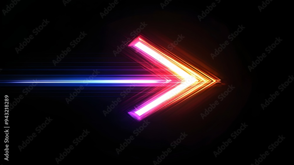 Poster 1. **visualize a vibrant arrow constructed from radiant light beams, pointing sharply to the right a