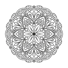 Vector abstract mandala pattern. Black and white illustration. Mandala isolated on the white background