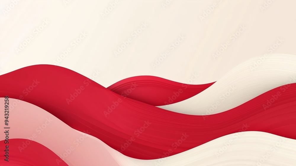 Poster flowing waves of red and white fabric create a soft and elegant backdrop for creative design project