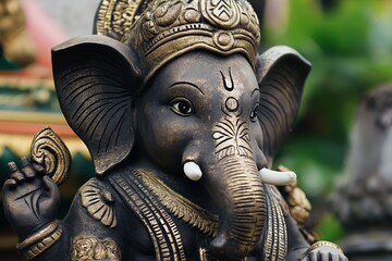 Obraz premium An illustration or depiction of Ganesha, the beloved Hindu deity with his distinctive elephant head.