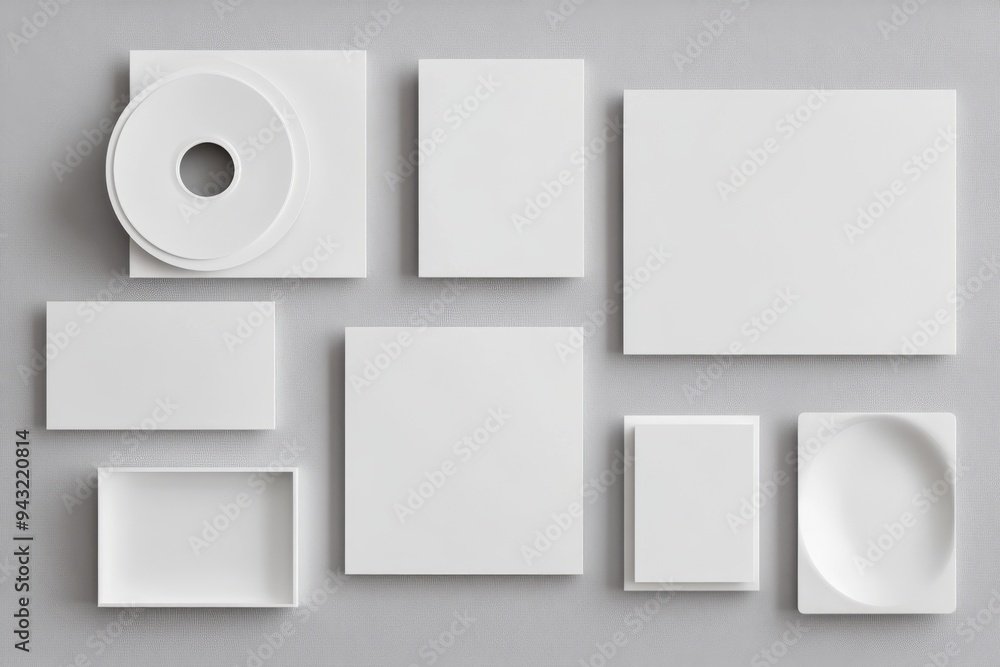 Poster template mockup of cd disc and carton packaging cover. digipak cd drive case mockup with white blank
