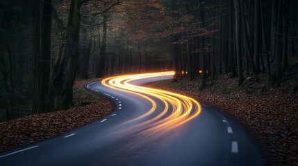 Fototapeta premium Winding Road Through a Dark Forest