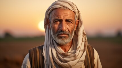 A male farmer with a weathered face 