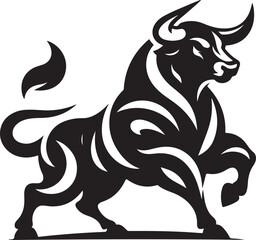 Illustration silhouette of a bull