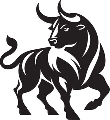 Illustration silhouette of a bull