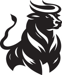 Illustration silhouette of a bull