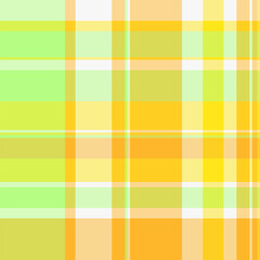 Vintage check seamless pattern, 1970s textile vector fabric. Sketch tartan plaid texture background in yellow and amber colors.