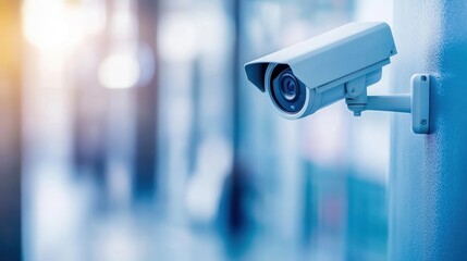 A modern security camera mounted on a wall, capturing high-quality footage for surveillance and safety in various environments.