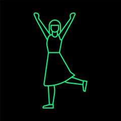 People are jumping with joyful expressions. A character with an outline of young adults in casual fashion. flat design style minimal vector illustration.
