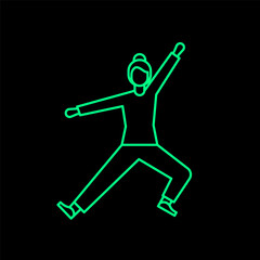 People are jumping with joyful expressions. A character with an outline of young adults in casual fashion. flat design style minimal vector illustration.